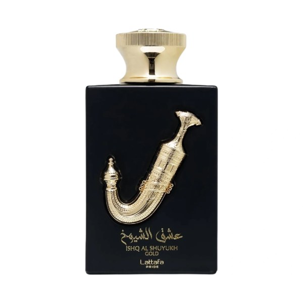 Lattafa Ishq Al Shuyukh Gold EDP bottle